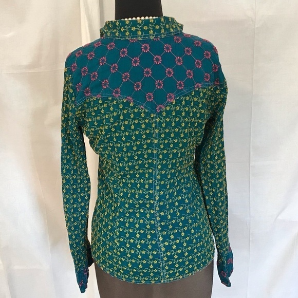 Johnny Was embroidered rayon cowboy shirt S - Picture 3 of 6